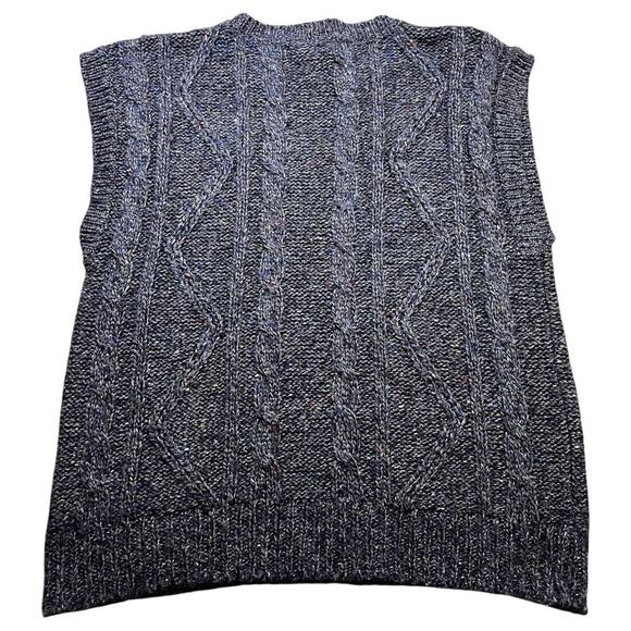 Vintage 80s Gap Mens Wool Cable Knit Grey Sweater Vest Grunge Preppy Size Medium - Picture 6 of 6